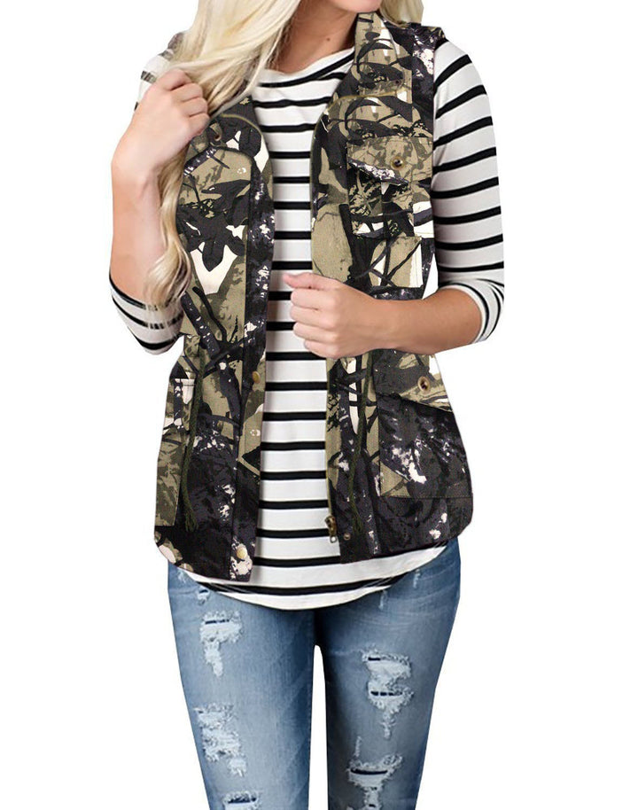 Women’s nan Utility Vest with drawstring, hood and patch pockets Mune Fashion