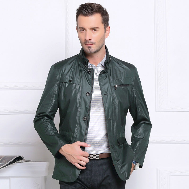 Men's Lightweight Field Jacket in City Utility Style with Stand-Up Collar Mune Fashion