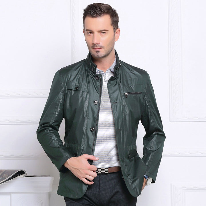 Men's Lightweight Field Jacket in City Utility Style with Stand-Up Collar Mune Fashion