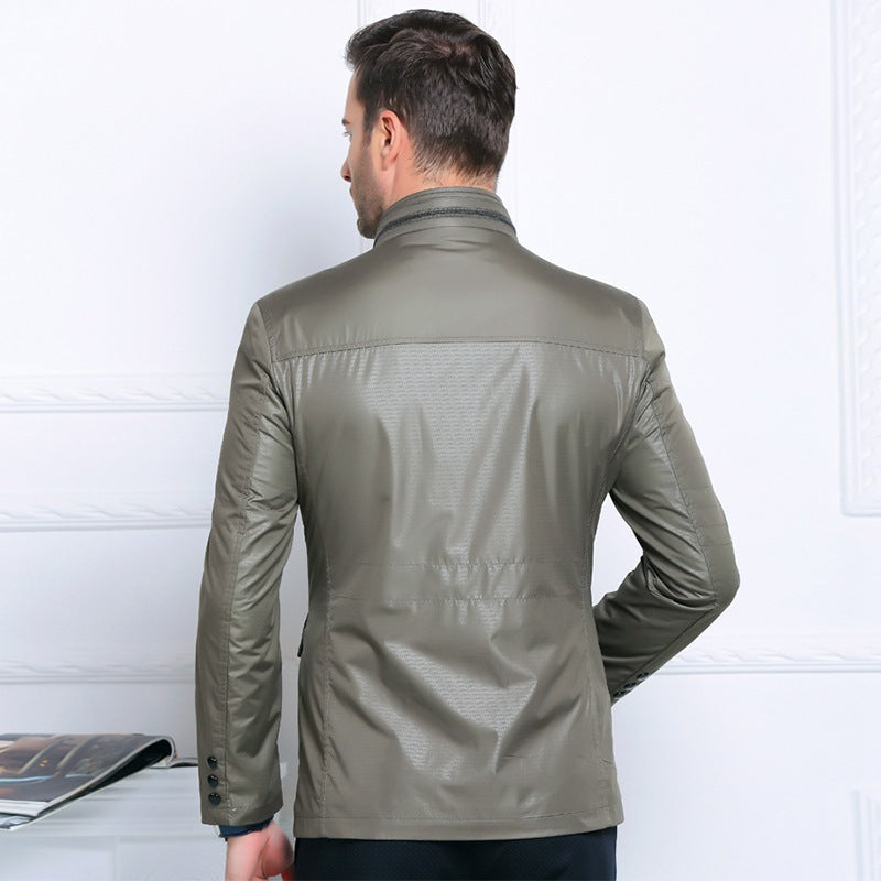 Men's Lightweight Field Jacket in City Utility Style with Stand-Up Collar Mune Fashion