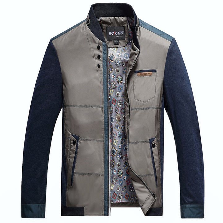 Men's transitional jacket with stand-up collar and patterned lining Mune Fashion