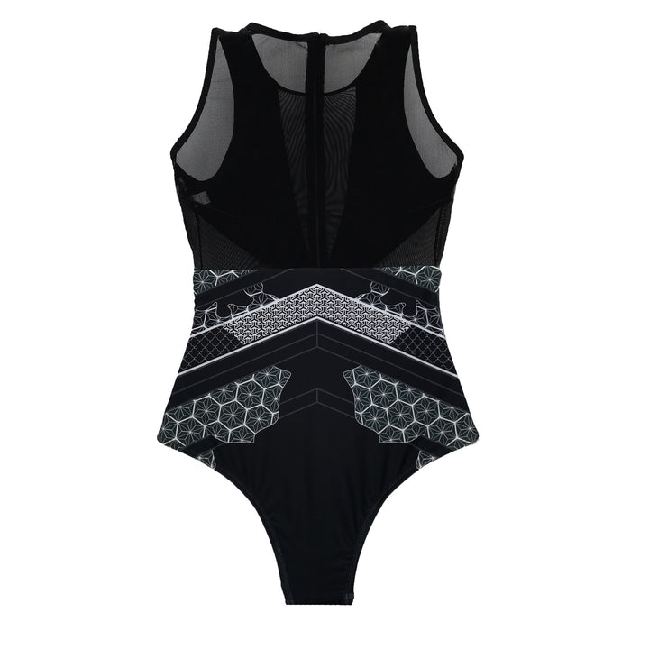 Women's One-Piece Swimsuit with Innovative Mesh and Pattern Mix Mune Fashion