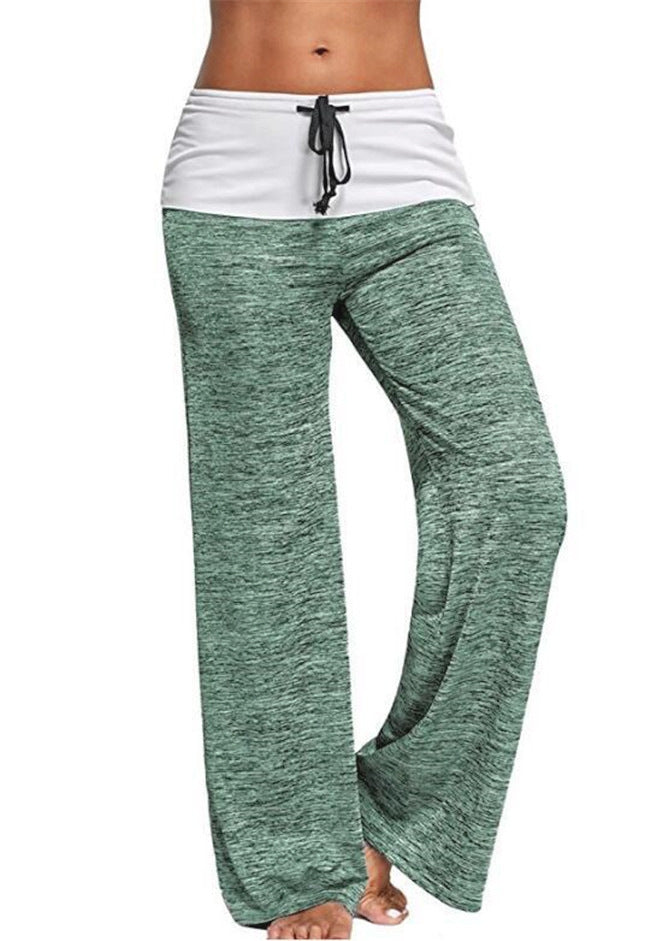 Women's Soft Palazzo Lounge Pants with Cuffed Waistband, Drawstring and Wide Leg Mune Fashion