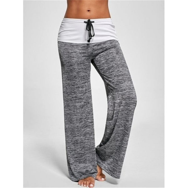 Women's Soft Palazzo Lounge Pants with Cuffed Waistband, Drawstring and Wide Leg Mune Fashion