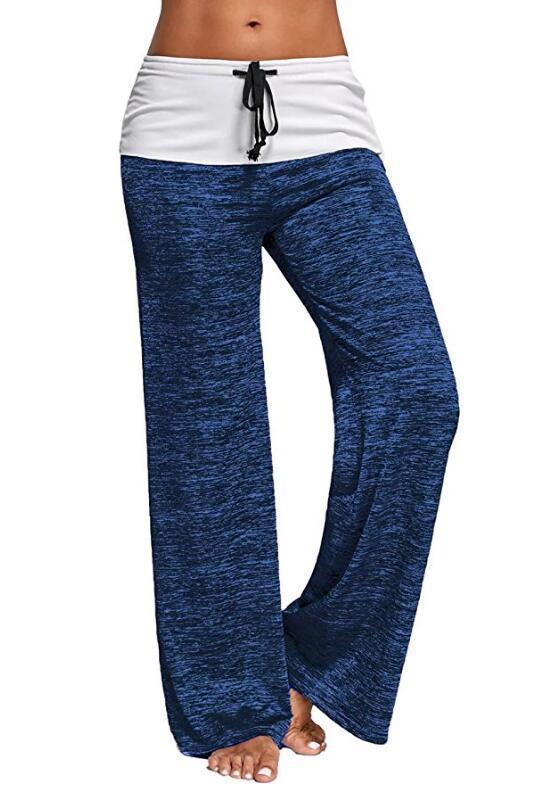 Women's Soft Palazzo Lounge Pants with Cuffed Waistband, Drawstring and Wide Leg Mune Fashion
