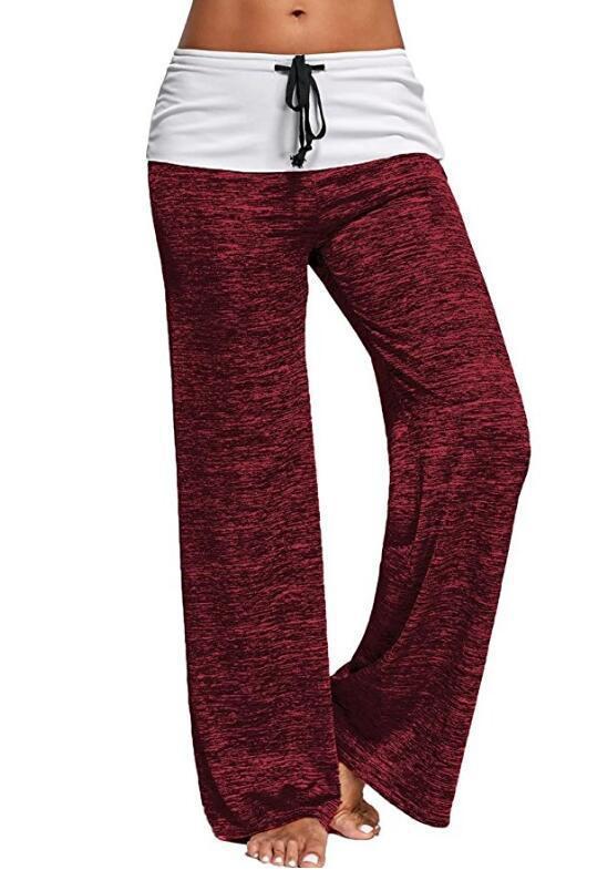 Women's Soft Palazzo Lounge Pants with Cuffed Waistband, Drawstring and Wide Leg Mune Fashion