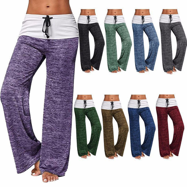 Women's Soft Palazzo Lounge Pants with Cuffed Waistband, Drawstring and Wide Leg Mune Fashion