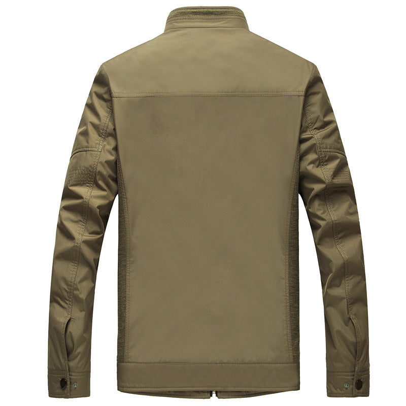 Men's lightweight stand-up collar transitional jacket with checkered lining and zip pocket Mune Fashion