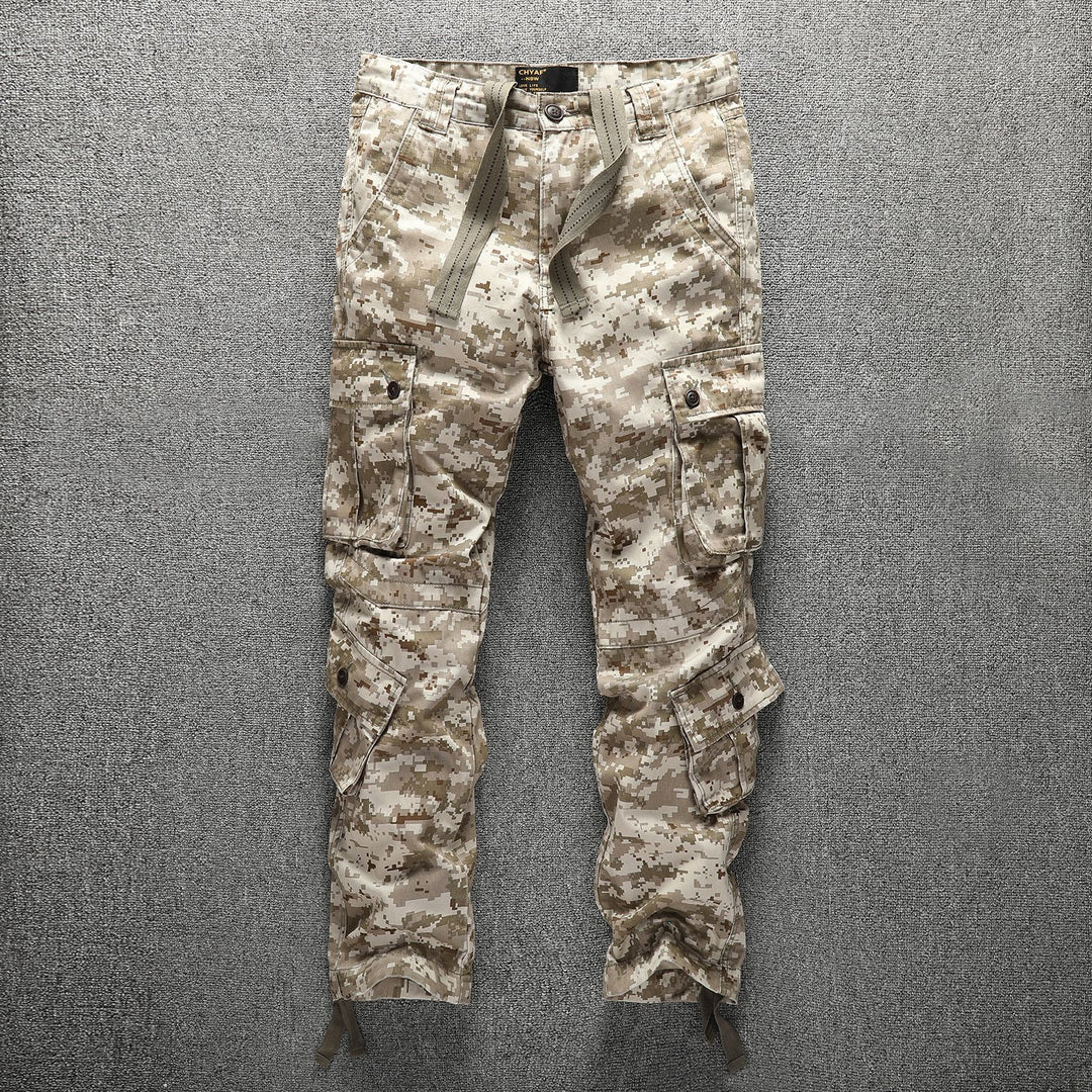 Men's Tactical Cargo Pants in Digital Camouflage with Drawstring Waist and Multiple Pockets Mune Fashion