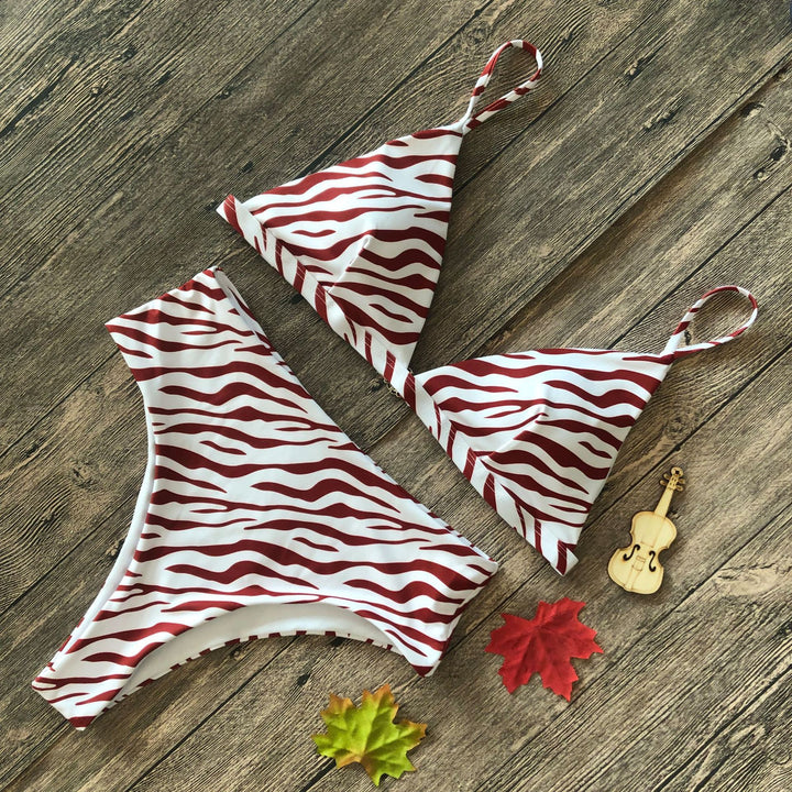 Women's Floral Triangle Bikini Set with High Waist Mune Fashion