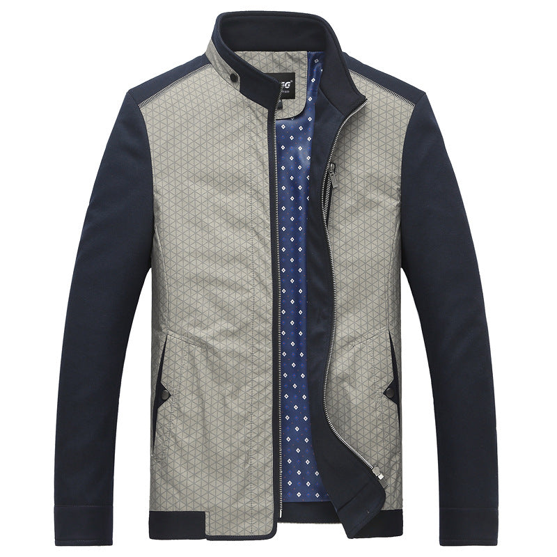 Men's hybrid transitional jacket with quilted front, jersey sleeves, and stand-up collar Mune Fashion