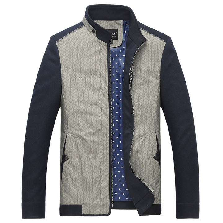 Men's hybrid transitional jacket with quilted front, jersey sleeves, and stand-up collar Mune Fashion