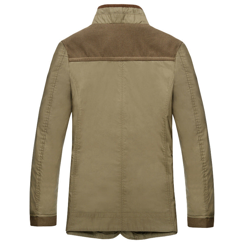 Men's transitional jacket in field coat style with stand-up collar and checked inner lining Mune Fashion