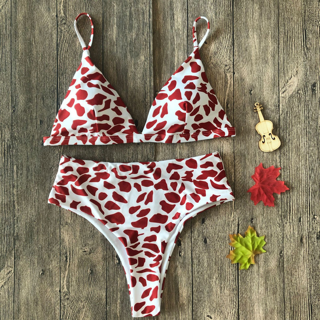 Women's Floral Triangle Bikini Set with High Waist Mune Fashion