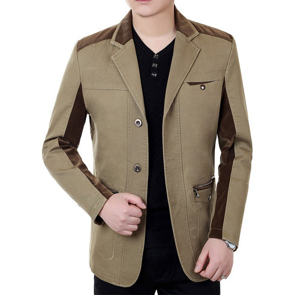 Men's blazer jacket in urban worker style with contrast trimmings and zip pocket Mune Fashion