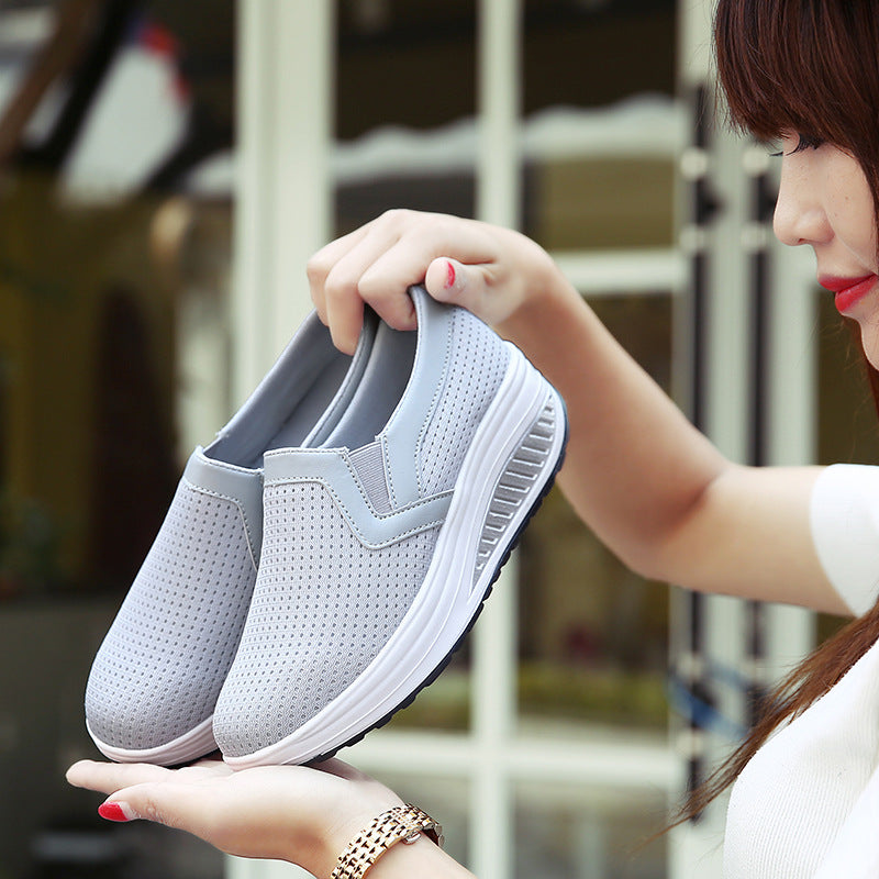 Women’s comfortable slip-on sneakers made of airy mesh structure with cushioning wedge sole Mune Fashion