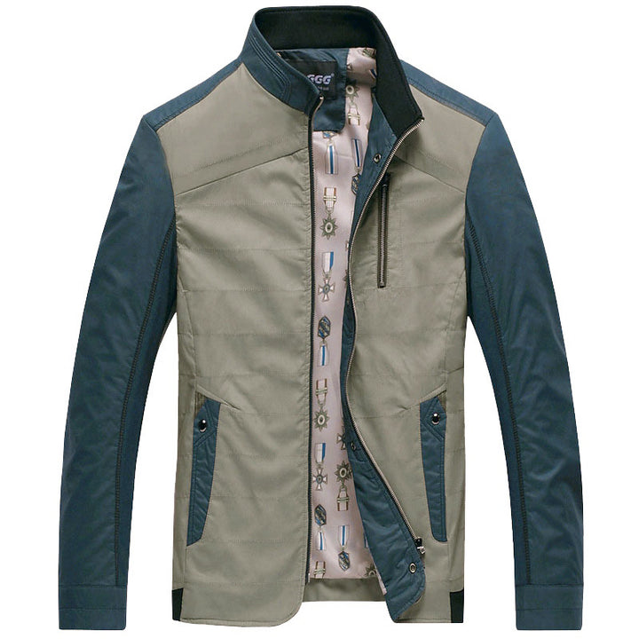 Men's lightweight quilted transitional jacket with contrast sleeves and stand-up collar Mune Fashion