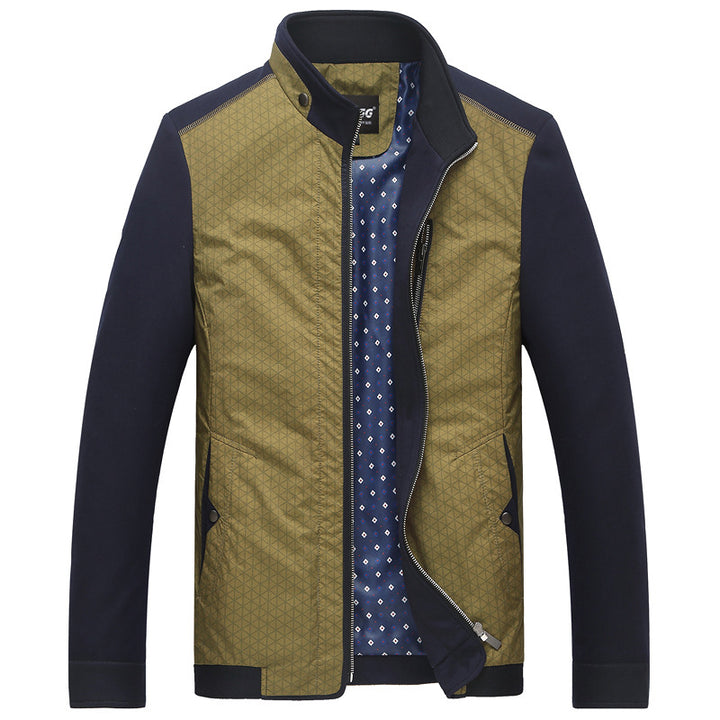 Men's hybrid transitional jacket with quilted front, jersey sleeves, and stand-up collar Mune Fashion