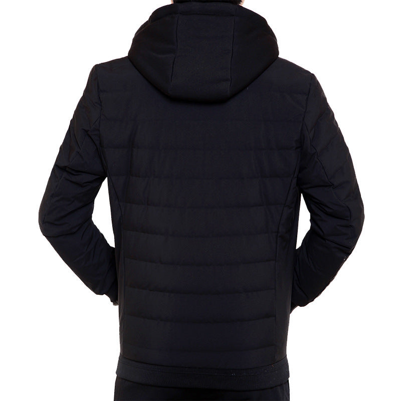 Men's Lightweight Quilted Hooded Jacket with Thermal Insulation and Zipper Pockets Mune Fashion