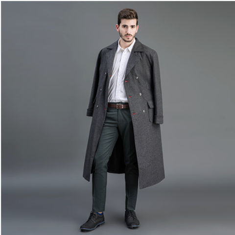 Men's Double-breasted Wool Coat with Shawl Collar and Long Silhouette Mune Fashion