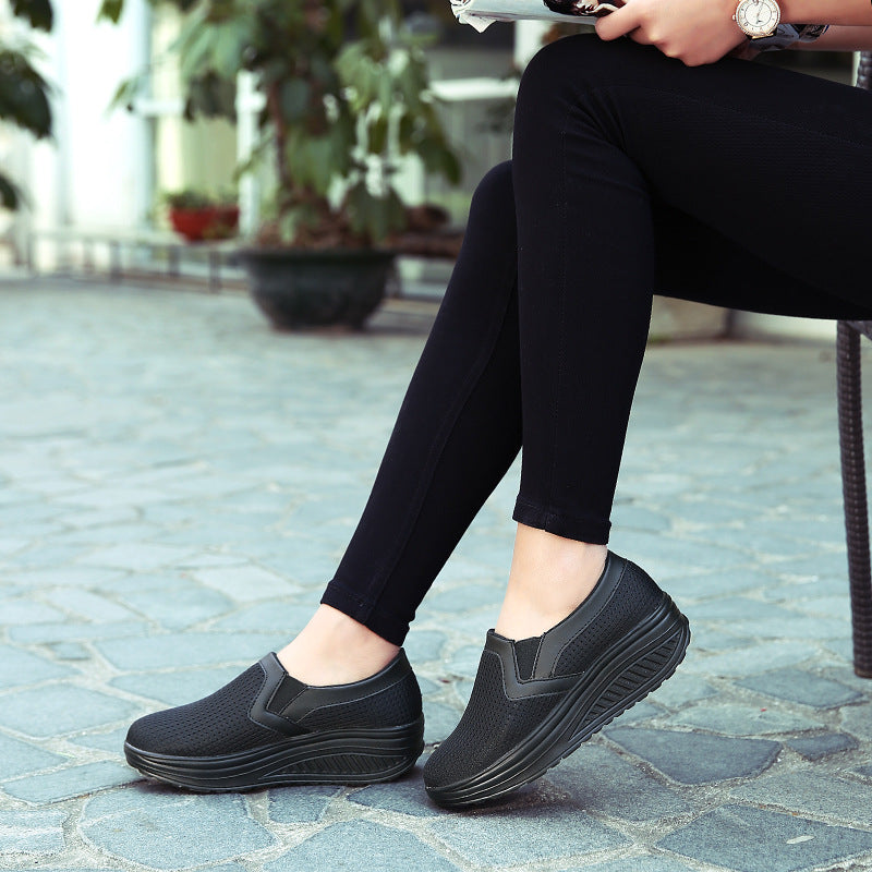 Women’s comfortable slip-on sneakers made of airy mesh structure with cushioning wedge sole Mune Fashion