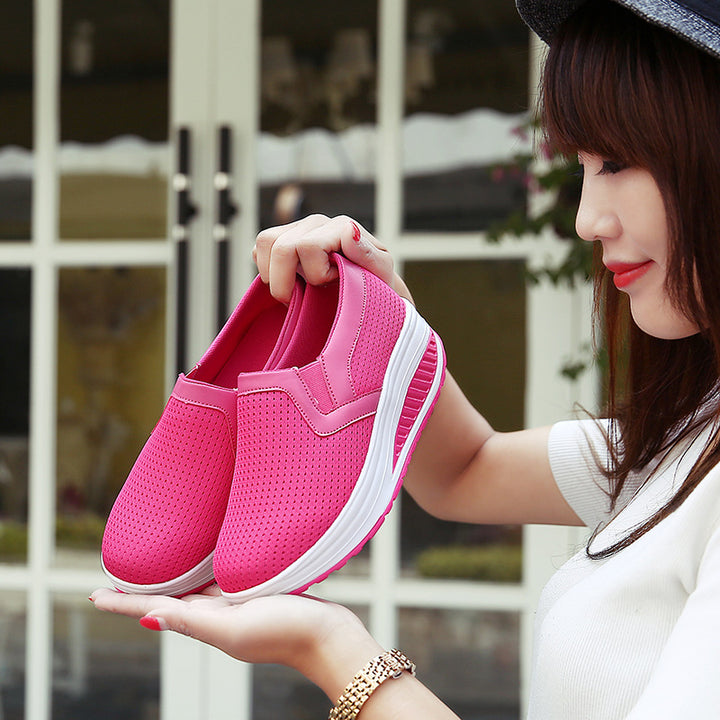 Women’s comfortable slip-on sneakers made of airy mesh structure with cushioning wedge sole Mune Fashion