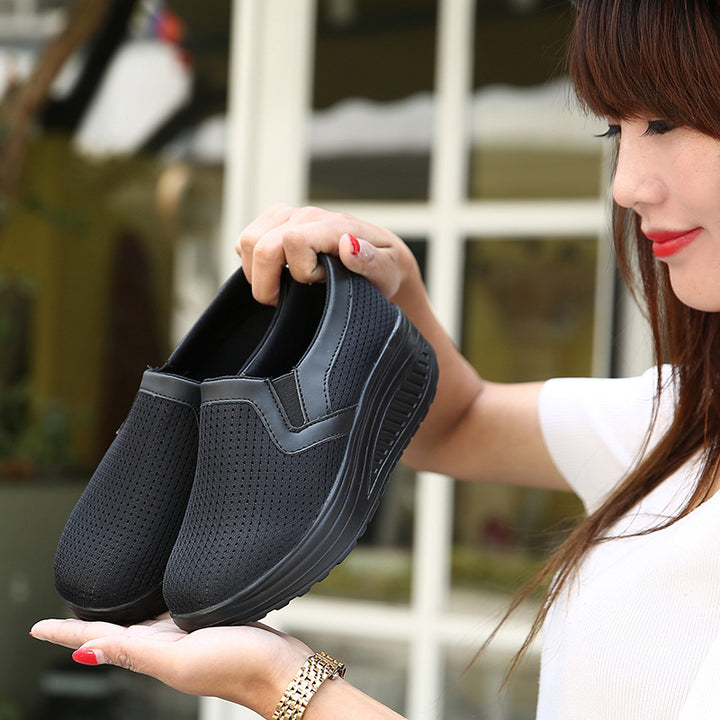 Women’s comfortable slip-on sneakers made of airy mesh structure with cushioning wedge sole Mune Fashion