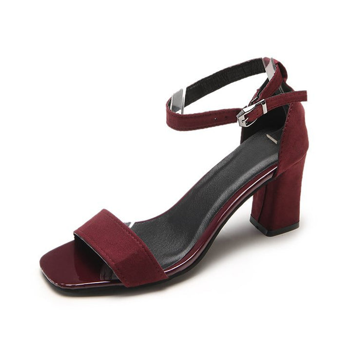 Ladies' elegant sandal in minimalist design with square toe and adjustable ankle strap Mune Fashion