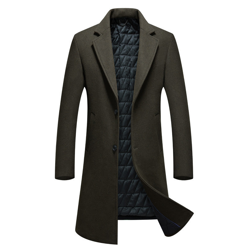 Men's Slim Fit Coat with Quilted Lining and Lapel Collar Mune Fashion