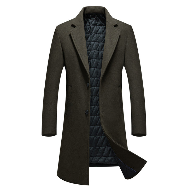 Men's Slim Fit Coat with Quilted Lining and Lapel Collar Mune Fashion
