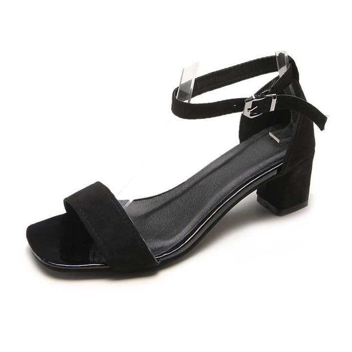 Ladies' elegant sandal in minimalist design with square toe and adjustable ankle strap Mune Fashion