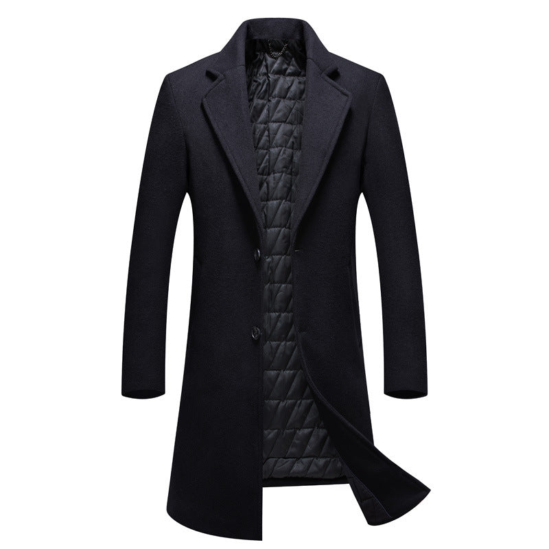 Men's Slim Fit Coat with Quilted Lining and Lapel Collar Mune Fashion