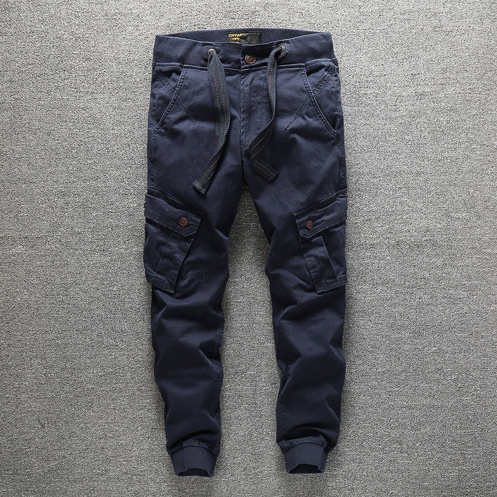 Men's cargo pants in army style with elastic waistband, drawstring, and cuffs Mune Fashion
