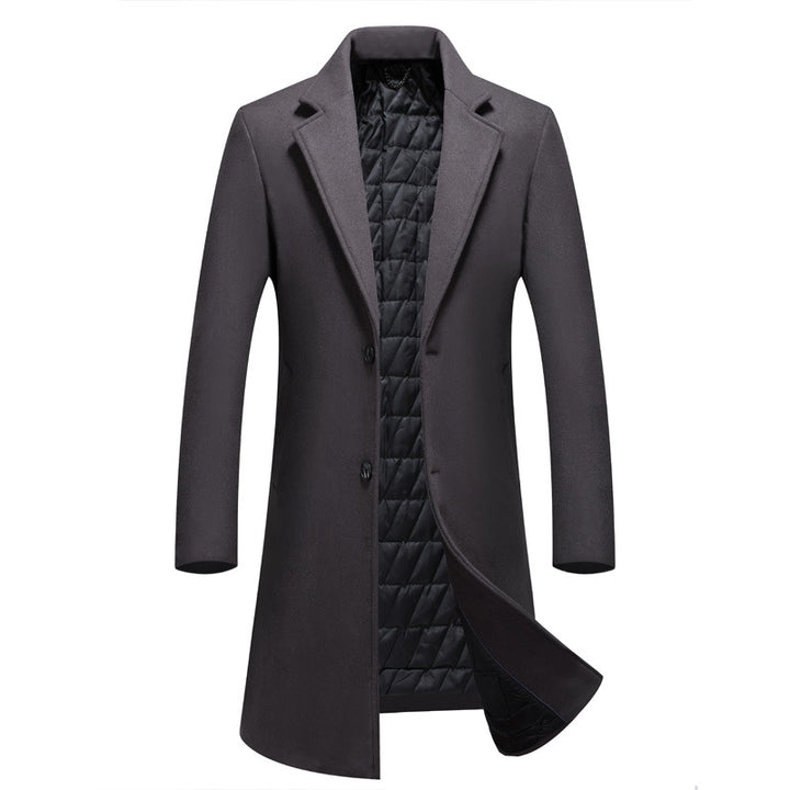 Men's Slim Fit Coat with Quilted Lining and Lapel Collar Mune Fashion