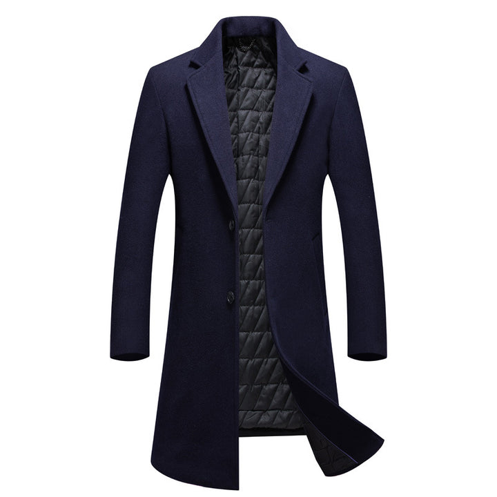 Men's Slim Fit Coat with Quilted Lining and Lapel Collar Mune Fashion