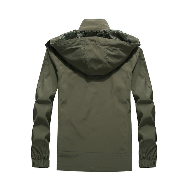 Men's waterproof softshell outdoor jacket with hood, breathable mesh lining, and concealed zipper elements Mune Fashion