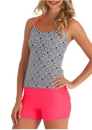 Women's sport tankini with fashionable pattern mix and comfortable swim shorts Mune Fashion