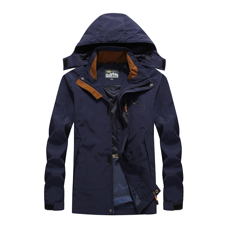 Men's waterproof softshell outdoor jacket with hood, breathable mesh lining, and concealed zipper elements Mune Fashion