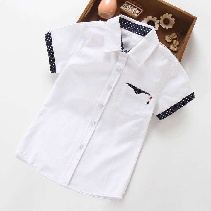 Stylish short-sleeved shirt for boys with playful application Mune Fashion