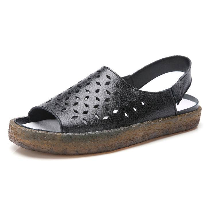 Women's nan perforated leather sandals with an open toe area, anatomical comfort footbed, and shock-absorbing rubber sole Mune Fashion