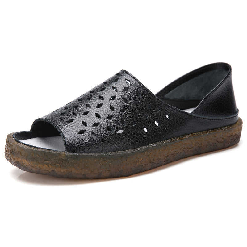 Women's nan perforated leather sandals with an open toe area, anatomical comfort footbed, and shock-absorbing rubber sole Mune Fashion