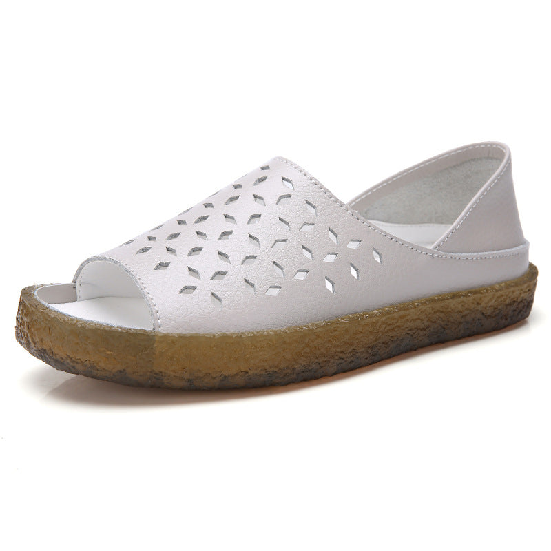 Women's nan perforated leather sandals with an open toe area, anatomical comfort footbed, and shock-absorbing rubber sole Mune Fashion