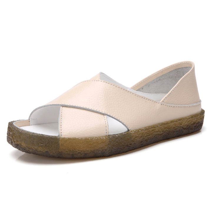 Women's nan perforated leather sandals with an open toe area, anatomical comfort footbed, and shock-absorbing rubber sole Mune Fashion