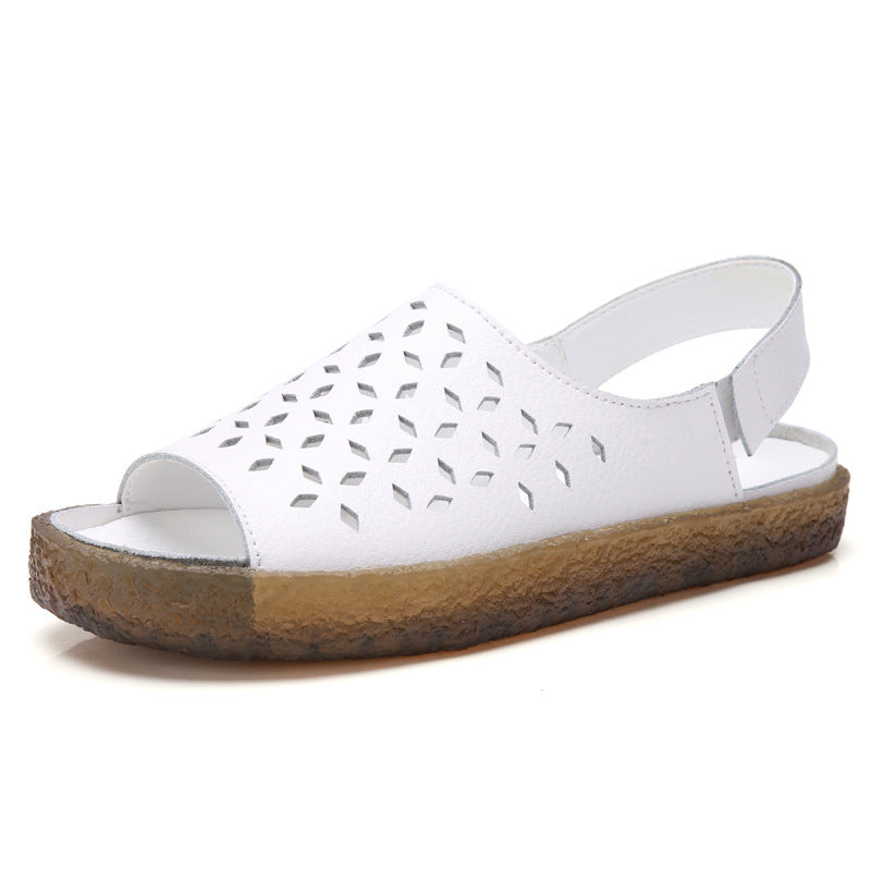 Women's nan perforated leather sandals with an open toe area, anatomical comfort footbed, and shock-absorbing rubber sole Mune Fashion