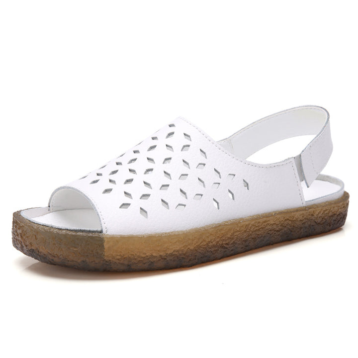 Women's nan perforated leather sandals with an open toe area, anatomical comfort footbed, and shock-absorbing rubber sole Mune Fashion