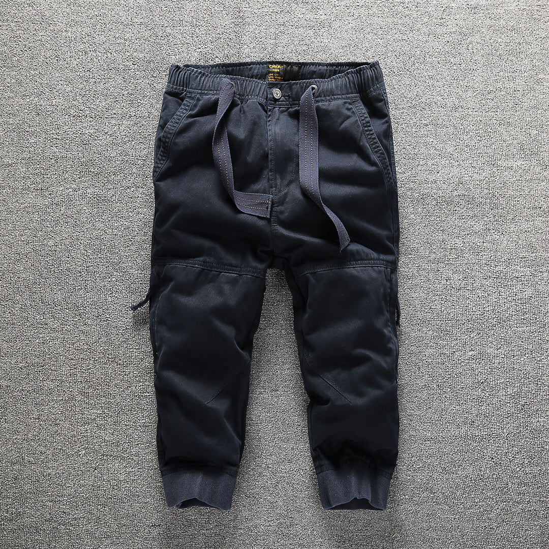 Men's Cargo Jogging Pants with Elastic Waistband, Cuffs, and Knee Reinforcement Mune Fashion