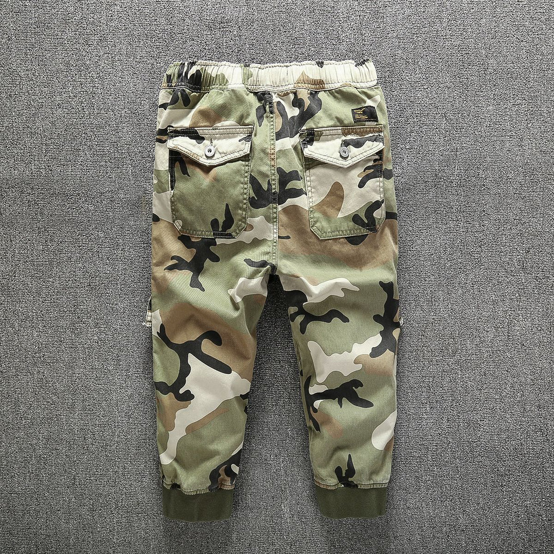 Men's Cargo Jogging Pants with Elastic Waistband, Cuffs, and Knee Reinforcement Mune Fashion