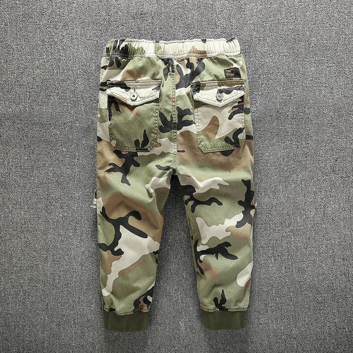 Men's Cargo Jogging Pants with Elastic Waistband, Cuffs, and Knee Reinforcement Mune Fashion