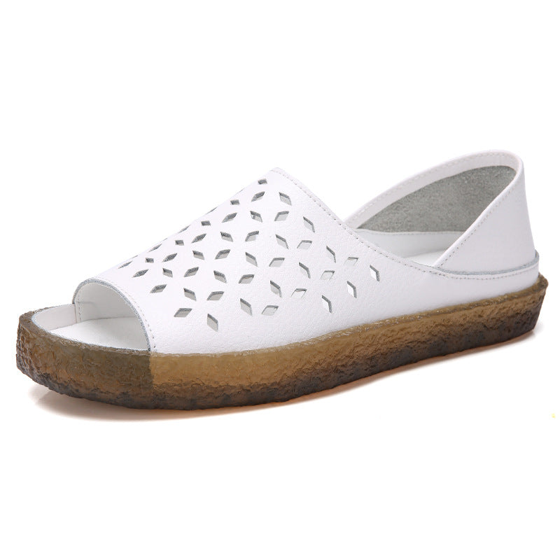 Women's nan perforated leather sandals with an open toe area, anatomical comfort footbed, and shock-absorbing rubber sole Mune Fashion