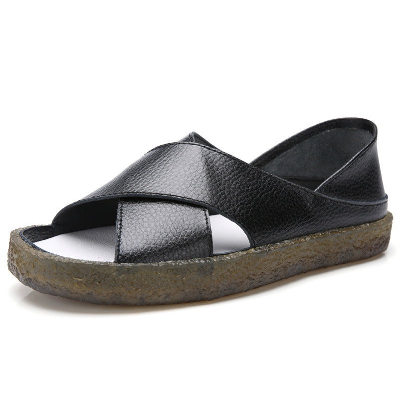 Women's nan perforated leather sandals with an open toe area, anatomical comfort footbed, and shock-absorbing rubber sole Mune Fashion